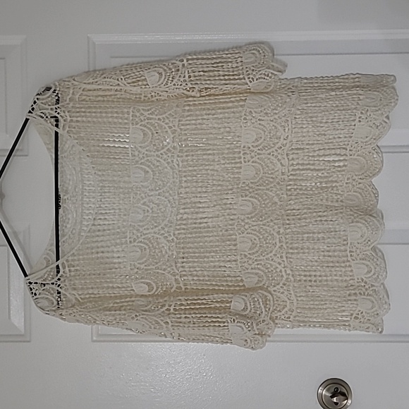 Ellie & Kate Boho Crochet Drap Elegant Ivory/off White Top - Picture 1 of 7